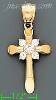 14K Gold CZ Cross Charm Pendant