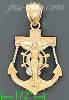 14K Gold Anchor Crucifix Motion CZ Charm Pendant