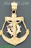 14K Gold Anchor Crucifix Motion CZ Charm Pendant