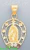 14K Gold Virgin of Guadalupe CZ Charm Pendant