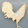 14K Gold Cock Rooster CZ Charm Pendant