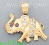 14K Gold Elephant CZ Charm Pendant