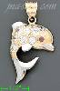 14K Gold Dolphin CZ Charm Pendant