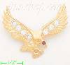 14K Gold Striking Eagle CZ Charm Pendant