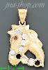 14K Gold Horse Head CZ Charm Pendant