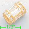 14K Gold Cylinder Slider CZ Charm Pendant