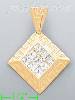 14K Gold Diamond Shape Greek Design CZ Charm Pendant