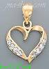 14K Gold Open Heart CZ Charm Pendant