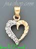 14K Gold Open Heart CZ Charm Pendant