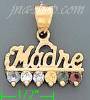 14K Gold Madre CZ Charm Pendant