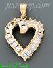 14K Gold Open Heart CZ Charm Pendant