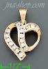 14K Gold Twisted Open Heart CZ Charm Pendant