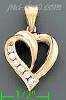 14K Gold Open Heart CZ Charm Pendant