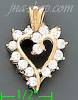 14K Gold Open Heart CZ Charm Pendant