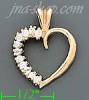 14K Gold Open Heart CZ Charm Pendant