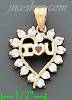 14K Gold I Love 'Heart' U CZ Charm Pendant