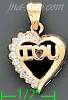 14K Gold I Love 'Heart' U CZ Charm Pendant