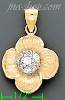 14K Gold Flower CZ Charm Pendant