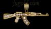 14K Gold AK-47 Assault Rifle CZ Charm Pendant 14K Gold AK-47 Assault Rifle CZ Charm Pendant
