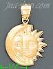 14K Gold Sun & Moon Charm Pendant