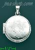 14K White Gold Etched Flower Design Round Italian Locket Charm P