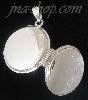 14K White Gold Etched Flower Design Round Italian Locket Charm P