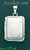 14K White Gold Etched Flower DesignRectangular Italian Locket Ch