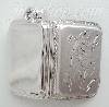 14K White Gold Etched Flower DesignRectangular Italian Locket Ch