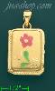 14K Gold Enamel Dia-Cut & Etched Flower Rectangular Italian Lock