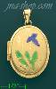 14K Gold Enamel Dia-Cut & Etched Flower Oval Italian Locket Char