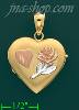 14K Gold Heart & Rose Heart Italian Locket Charm Pendant