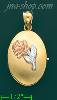 14K Gold Rose Oval Shaped Italian Locket Charm Pendant