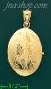 14K Gold Etched Oval Shaped Italian Locket Charm Pendant