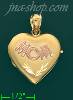 14K Gold Dia-Cut Mom Heart Italian Locket Charm Pendant