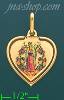 14K Gold Virgin of Guadalupe Heart Picture Charm Pendant