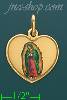 14K Gold Virgin of Guadalupe Heart Picture Charm Pendant