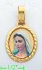 14K Gold Virgin Mary Picture Charm Pendant