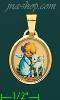 14K Gold Child Angel w/Lamb Picture Charm Pendant