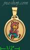 14K Gold Plush Bear Picture Charm Pendant