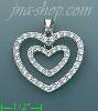 14K Gold Open Heart w/Smaller Dangling Heart CZ Charm Pendant