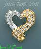 14K Gold Open Heart Slider CZ Charm Pendant