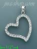 14K Gold Floating Heart CZ Charm Pendant