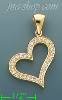 14K Gold Floating Heart CZ Charm Pendant