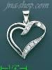 14K Gold Open Heart CZ Charm Pendant