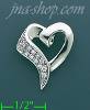 14K Gold Open Heart CZ Charm Pendant