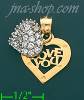 14K Gold I Love You Heart CZ Charm Pendant