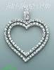 14K Gold Double Open Heart CZ Charm Pendant