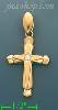 14K Gold Fancy CZ Cross Charm Pendant