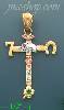 14K Gold Good Luck Symbols Lucky Fancy CZ Cross Charm Pendant