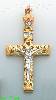 14K Gold Crucifix Fancy CZ Cross Charm Pendant